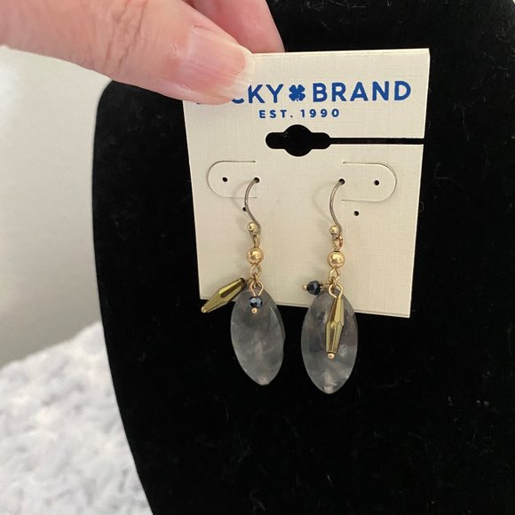 Lucky Brand Beaded Light Gray Drop Earrings - Picture 2 of 2